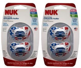 4 Nuk Orthodontic Patriotic American Flag Silicone Pacifiers 6 18M : Baby Pacifiers : Baby