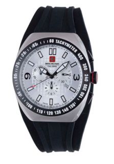 Swiss Military Calibre 06 4C2 04 001R  Watches,Mens Commando Chronograph Silver Dial Black Rubber, Casual Swiss Military Calibre Quartz Watches