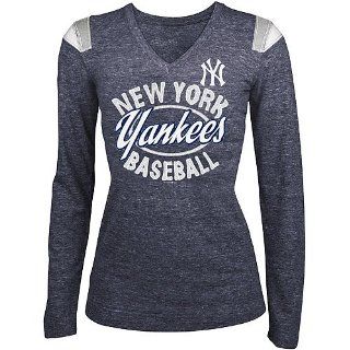 New York Yankees Women's Tri blend Long Sleeve V Neck T Shirt by 5th & Ocean : Sporting Goods : Sports & Outdoors