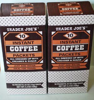 Trader Joe's Instant Coffee Packets with Creamer & Sugar  10 Packets   2 Pack : Nondairy Coffee Creamers : Grocery & Gourmet Food