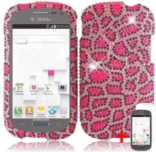 SAMSUNG EXHIBIT T599 PINK LEOPARD SPOT DIAMOND BLING COVER HARD CASE + SCREEN PROTECTOR from [ACCESSORY ARENA] Cell Phones & Accessories