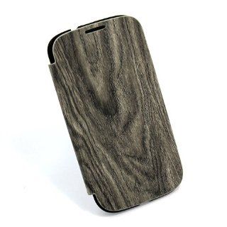 [Aftermarket Product] Grey Wood Pattern Metal Flip Book Back Cover Protection Case For Samsung Galaxy S3 i9300 Sprint L710 att i747 Verizon i535 T Mobile T999 New: Cell Phones & Accessories