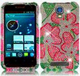 White Green Purple Flower Bling Gem Jeweled Crystal Cover Case for ZTE Engage Cricket V8000: Cell Phones & Accessories