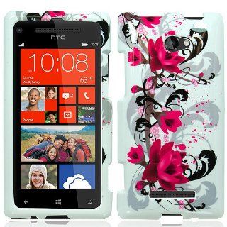 Pink White Flower Hard Cover Case for HTC Windows Phone 8X: Cell Phones & Accessories