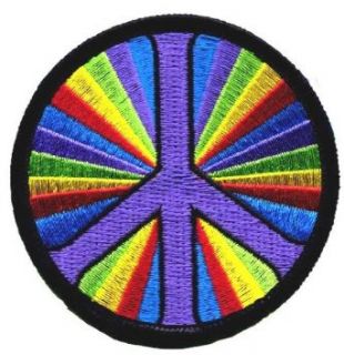 Embroidered Iron On Patch   Rainbow Peace Sign 3" Patch Clothing