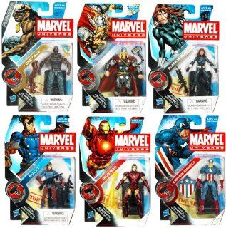 Marvel Universe 3 3/4 Inch Series 7 Set of 6 Action Figures Capt. America, Iron Man, Luke Cage, Bucky, Black Widow & Thor: Toys & Games