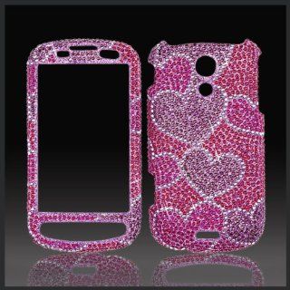 Pink & Purple Hearts "Cristalina" crystal bling case cover for Samsung Epic 4G: Cell Phones & Accessories