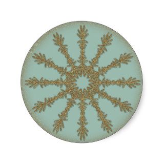 Vintage Golden Snowflake 3 Round Stickers