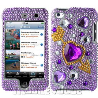 IPod Touch Purple heart Bling Case W/Screen Protector: Cell Phones & Accessories