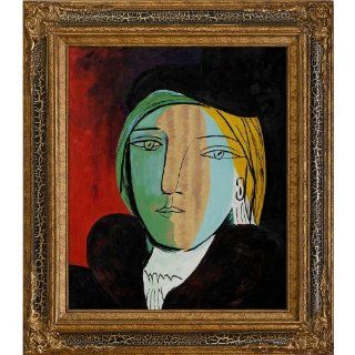 overstockArt Picasso Portrait of Marie Therese with Black Crackle King Frame Oil Painting  