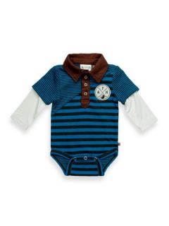 Pieced Stripe 2 fer Polo Onesie by Fore Axel and Hudson
