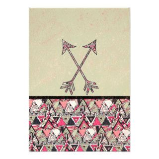 Retro Tribal Arrows Vintage Earth Aztec Pattern Personalized Invitations