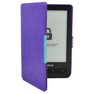 Purple Magnetic Ultra Slim Leather Cover Sleeve Case for Pocketbook Touch 622 and Pocketbook Touch Lux 623: Computers & Accessories