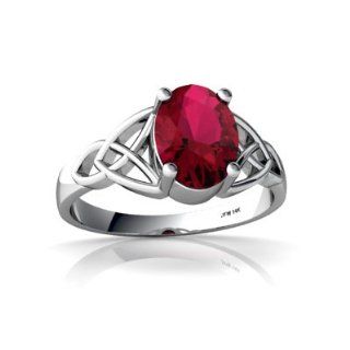 Lab Ruby 14kt White Gold celtic Ring: Jewels For Me: Jewelry
