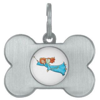 Cartoon Clip Art Flying Fairy Princess Magic Wand Pet ID Tag