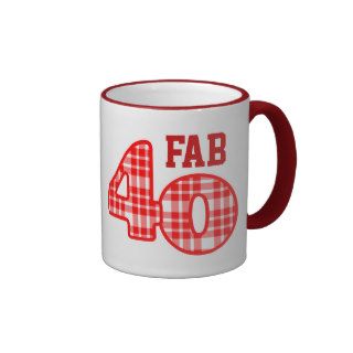 FAB Forty 40th Birthday RED Plaid Mugs