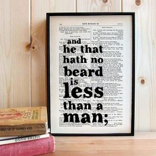 beard lover's shakespeare quote print by bookishly