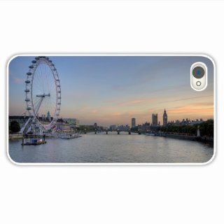 Make Apple Iphone 4 4S City Thames London Evening Big Ben Ferris Wheel Of Boyfriend Gift White Cellphone Shell For Girl: Cell Phones & Accessories