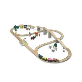 Yukon Express 60 Piece Wooden Train Set: Toys & Games