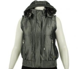 Calvin Klein Removable Hood Vest Silver M at  Womens Clothing store