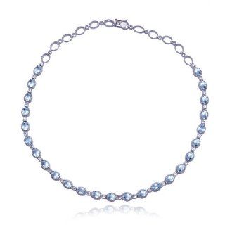 Sterling Silver Blue Topaz and White Topaz Necklace, 18" Jewelry