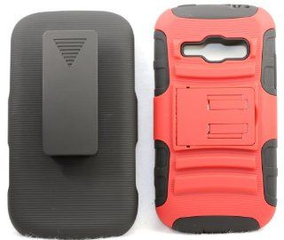 Asman Red Heavy Duty Combat Armor Dual Layer Kickstand Belt Holster Case for Samsung Galaxy Ring / Prevail 2 SPH M840 (Boost, Virgin Mobile): Cell Phones & Accessories