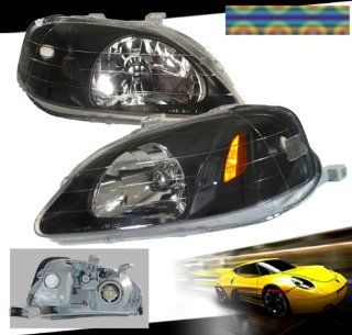 99 00 Honda Civic Lx/dx/ex/si Jdm Headlights Euro Black: Automotive