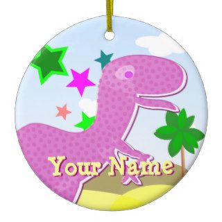 Purple Cartoon Dinosaur Ornament with Name