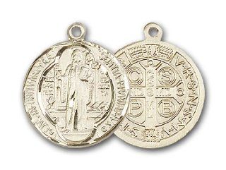 14kt Solid Gold Pendant Saint St. Benedict Medal 3/4 x 5/8 Inches Monks/Poison Sufferers 0026B  Comes with a Black velvet Box: Jewelry