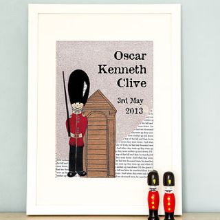 personalised birth date soldier print by helena tyce designs