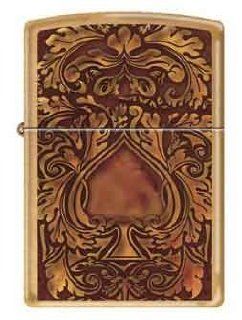 Golden Lucky Ace of Spade Brushed Brass Zippo Lighter: Health & Personal Care