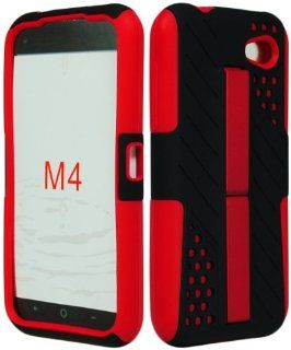 BasTexWireless Bastex Double Layer Kickstand Hard Hybrid Gel Case Cover for HTC First / M4 [At&t]   Red & Black: Cell Phones & Accessories