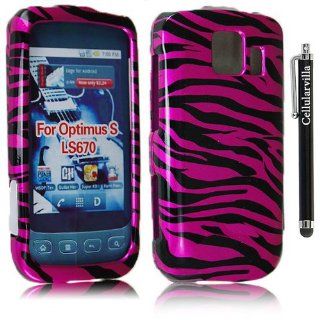 FOR Lg Optimus S Ls670 Pink Black Zebra Design Hard Case Cover + Stylus Touch Pen Cell Phones & Accessories