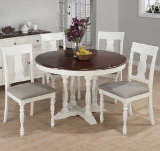 Jofran 693 48 Chesterfield Tavern 5 Piece Round Butterfly Leaf Dining Room Set W/ Splat Back Chairs: Home & Kitchen