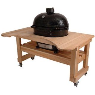 Primo 600 Cypress Wood Table for Primo Oval XL Grill, 4 Wheels : Outdoor Grill Carts : Patio, Lawn & Garden