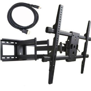 VideoSecu Articulating Full Motion TV Wall Mount for 32" 65" LED LCD Plasma TVs up to 165 lbs with VESA up to 684x400 mm, Dual Arm pulls out up to 25 Inch, with Leveling Adjustments, Bonus 10 ft HDMI Cable A37: Electronics