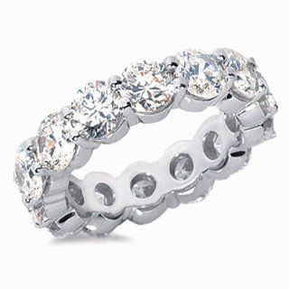 5.03 Ct Brilliant Round Cut Diamond Eternity Wedding Ring Band on 14k Solid Gold: Jewelry