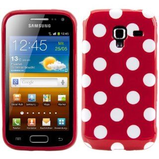 kwmobile TPU CASE for Samsung Galaxy Ace 2 i8160 Polka dot design Red White   Stylish designer case made of premium soft TPU: Cell Phones & Accessories
