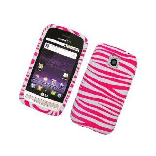 LG Optimus M MS690 C LW690 Pink White Zebra Stripe Flex Cover Case: Cell Phones & Accessories