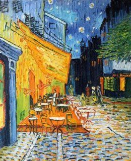 Hand Painted Canvas Art Cafe Terrace at Night   Small 8" X 10"