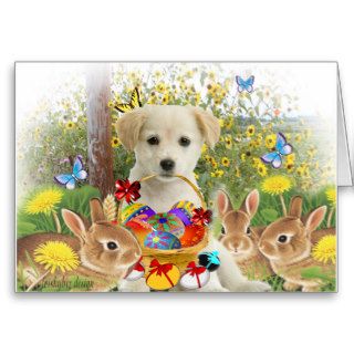 Yellow Labrador Retriever Easter Friends Greeting Cards