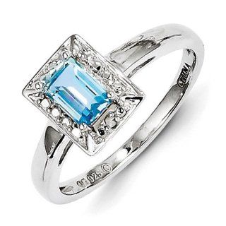 SS Light SwiSS Blue Topaz Diamond Ring Gem /CT Wt  0.692ct: Jewelry
