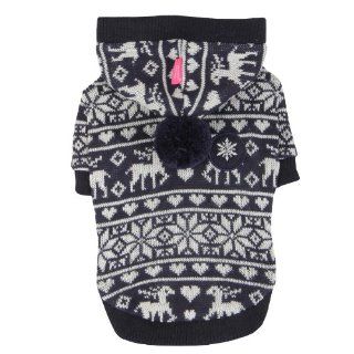 Pinkaholic New York Reindeer Hooded Dog Sweater, Medium, Navy : Pet Hoodies : Pet Supplies