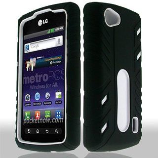 White Hard Soft Gel Dual Layer Cover Case for LG Optimus M+ MS695: Cell Phones & Accessories