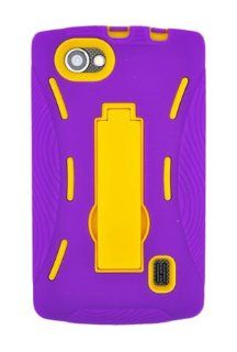 Armor Case with Viewing Stand for LG MS695 Optimus M+   Yellow/Purple (Package include a HandHelditems Sketch Stylus Pen): Cell Phones & Accessories