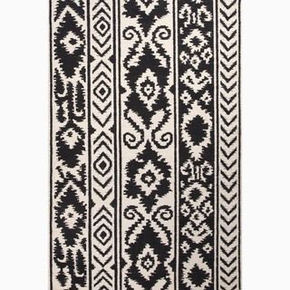 Handmade Tribal Pattern Ivory/ Black Wool Rug (36 X 56)