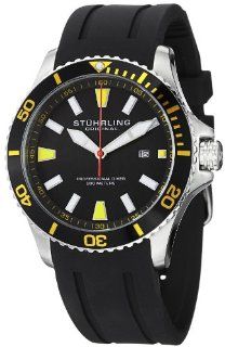 Stuhrling Original Men's 706.04 Aquadiver Regatta Diver Sport II Quartz Date Yellow Accent Rubber Strap Watch: Watches