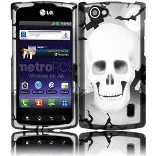 For LG Optimus M+ MS695 (Metro PCS) Bundle Phone Accessory   Gray Halloween Skull Designer Protector Hard Case Snap on Cover + SogaWireless Stylus Pen [SWG208]: Cell Phones & Accessories