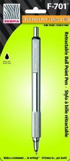 Zebra F 701 Stainless Steel Ballpoint Retractable Pen, Black Ink, Fine Point, PK   ZEB29411 : Ballpoint Stick Pens : Office Products