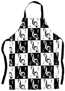 Musical Themed Kitchen Apron and Matching Tea Towels Package   Apron And Tea Towels Are Made From 100% English Cotton And Beautifully Finished In Our Black and White Treble Clef Design : Black And White Baking Apron : Everything Else